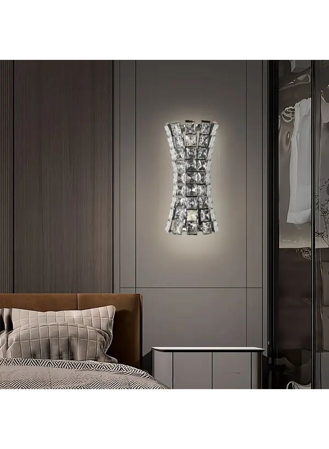 Chrome Modern LED Crystal Wall Sconce 3 Color Changing Dimmable Light For Bedroom Living Room - Image 2